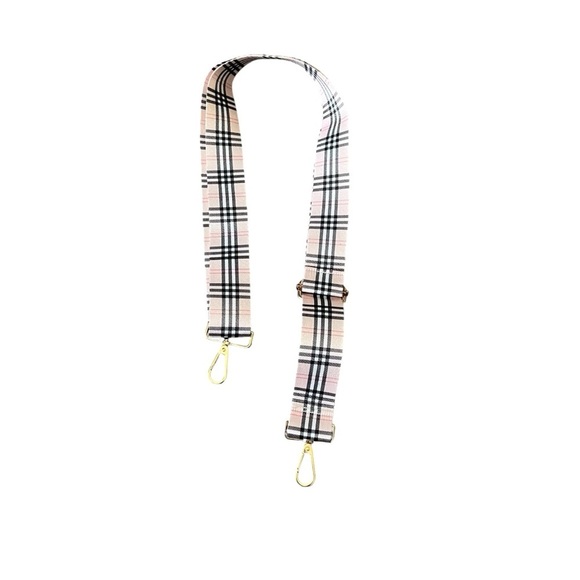 New! Plaid Adjustable Long Wide Crossbody Purse Strap Canvas Lanyard Sling - Picture 2 of 4